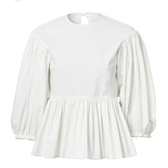 H&M-Conscious-Exclusive- Balloon Sleeves Peplum top off-white sz XS - Picture 11 of 11